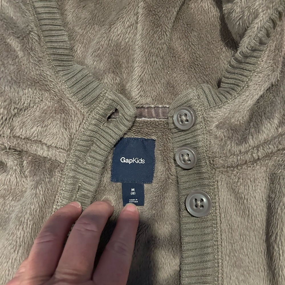 GAP Kids Brown  Hooded Chenille Button Up Sweater - Picture 4 of 5